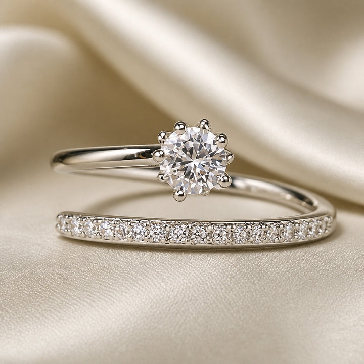Bague Éclatante en Zirconium Sertie d&