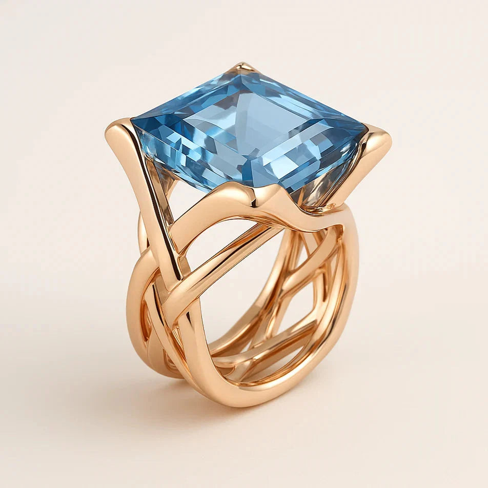 Bague Vintage en Or avec Pierre Précieuse Bleue