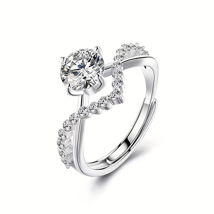 Bague de Promesse en Cristal Solitaire avec Couronne