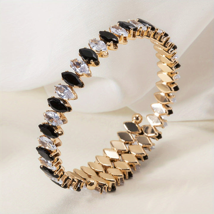 Bracelet Marquise en Zirconium et Onyx