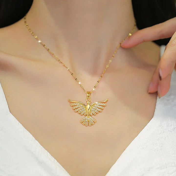Collier Phénix en Zirconium et Or Blanc
