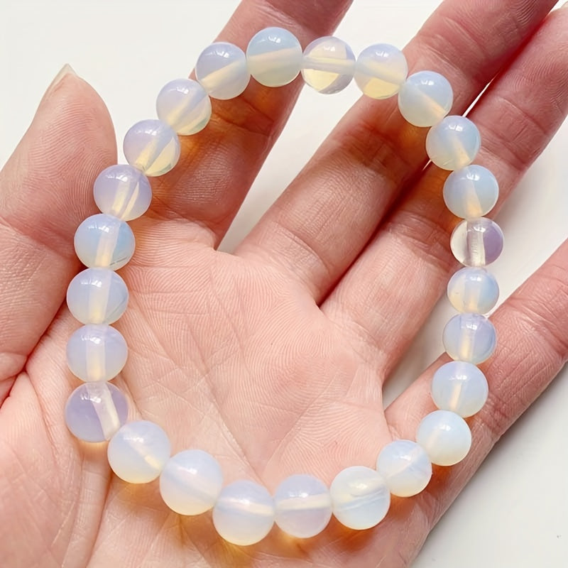 Bracelet minimaliste en perles de pierre de lune éclatantes