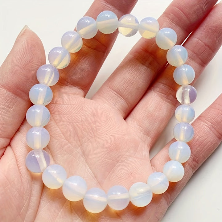Bracelet minimaliste en perles de pierre de lune éclatantes