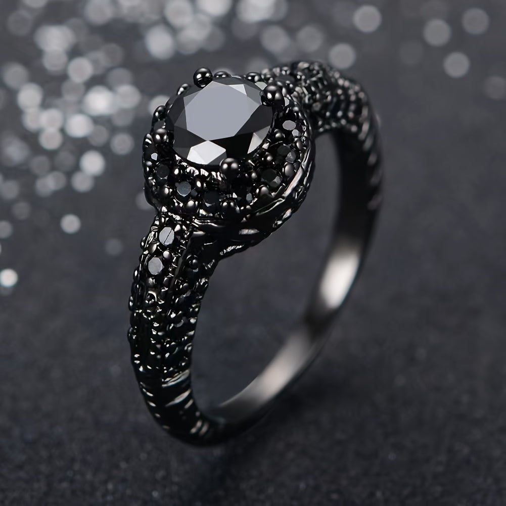 Bague Vintage Éternité en Zircon Noir
