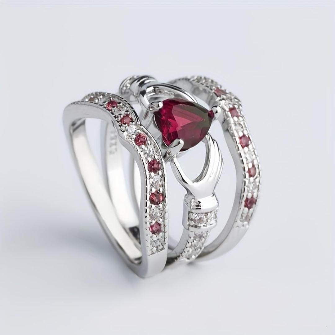Ensemble de Bagues Claddagh en Coeur