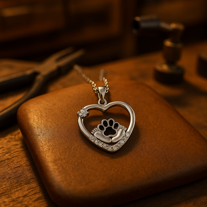 Collier Little Feet avec empreinte de patte de chien et zirconia