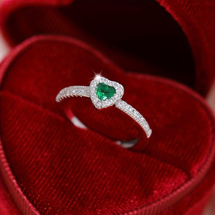 Bague de Promesse en Cristal en Forme de Cœur Halo