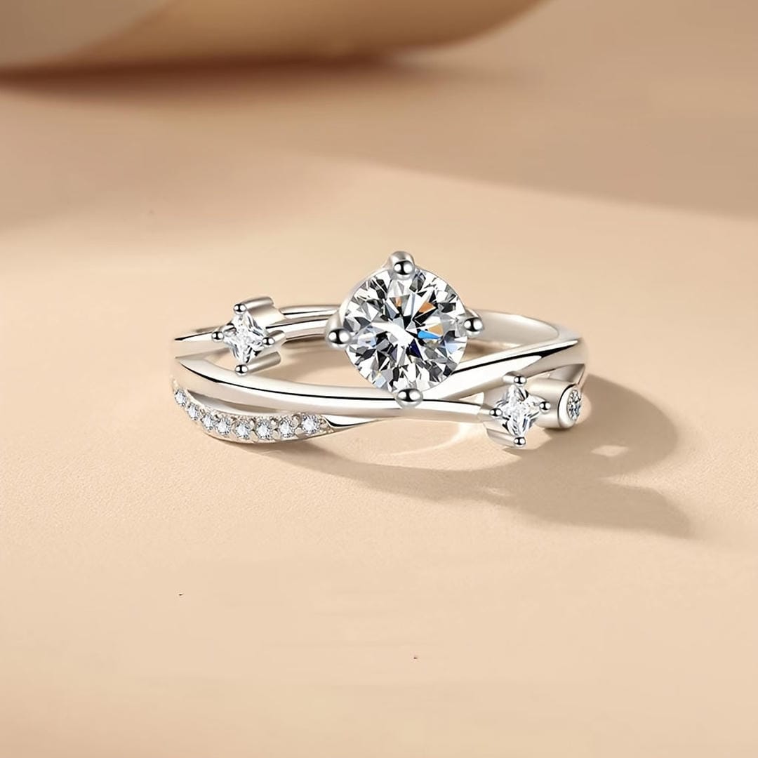 Bague Déclaration en Cristal Ronde Crossover