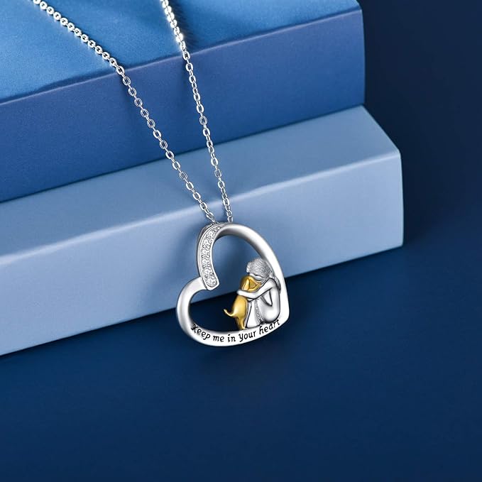 Collier en Argent Sterling 925 – Design Cœur et Chien avec Zirconia