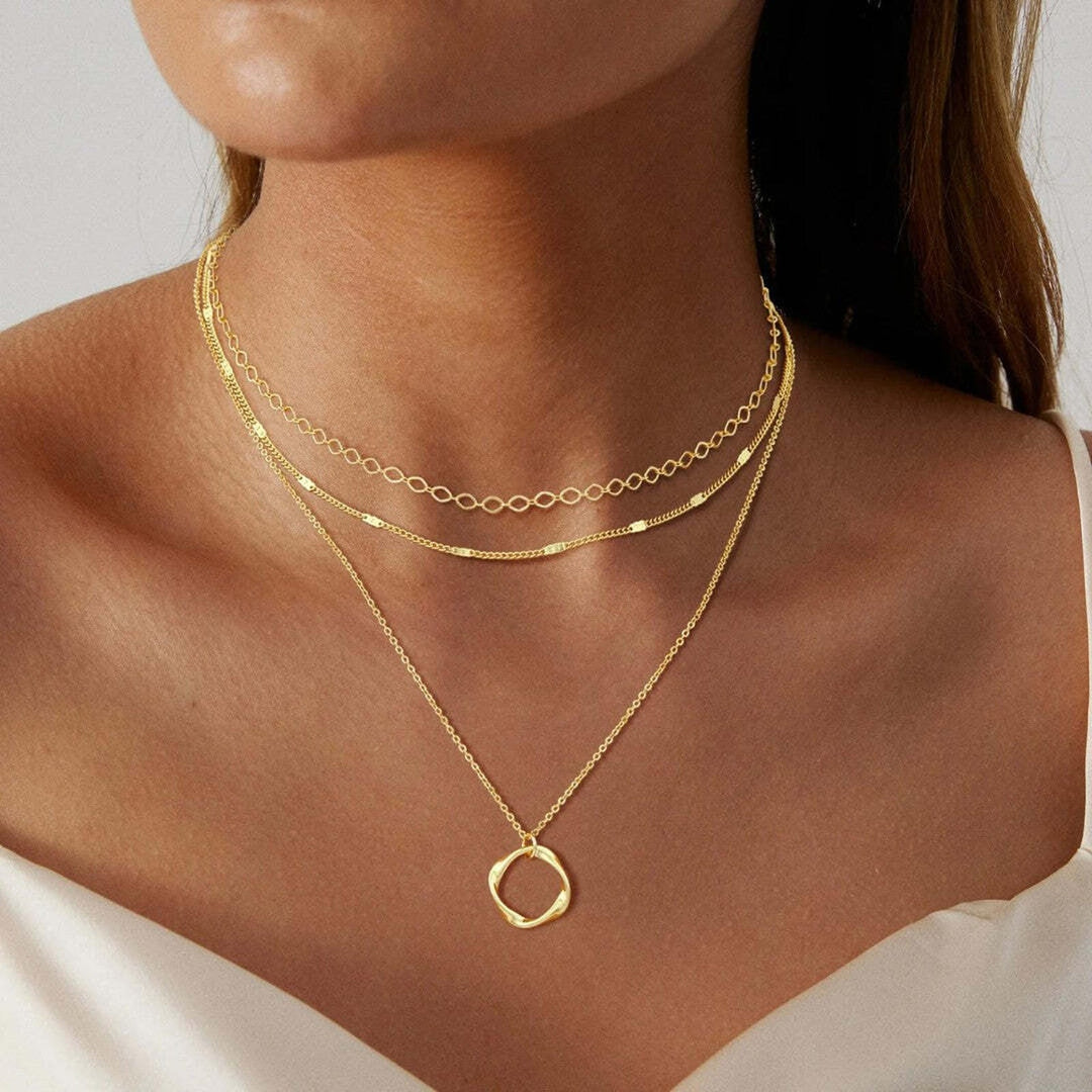 Collier Pendentif Classique en Plaqué Or