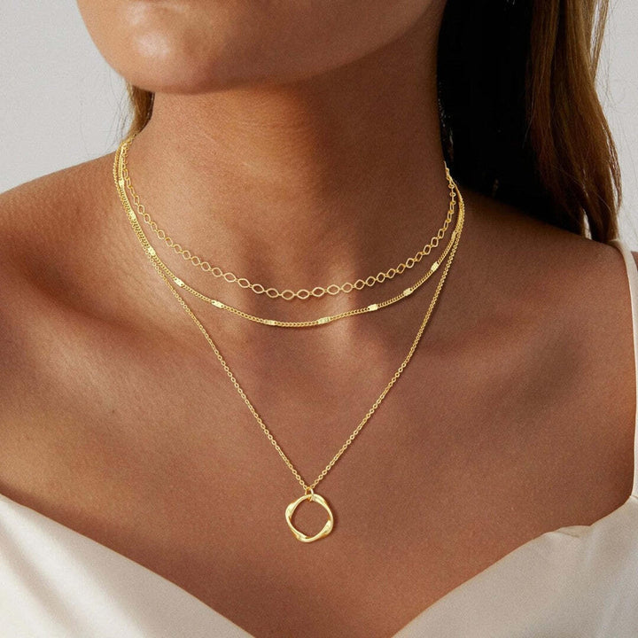 Collier Pendentif Classique en Plaqué Or