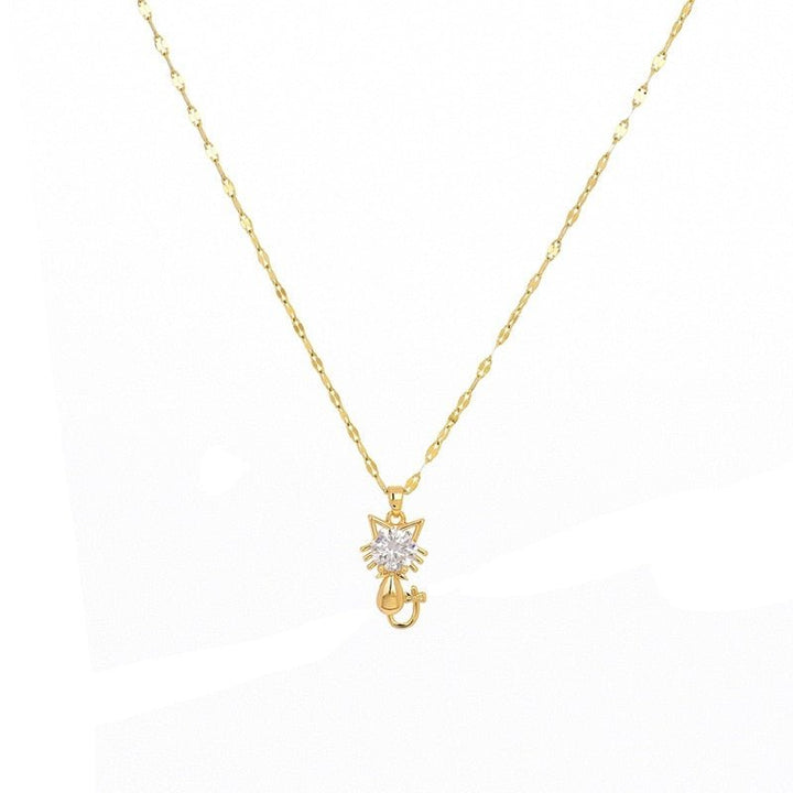 Collier plaqué or pour chat avec zircon