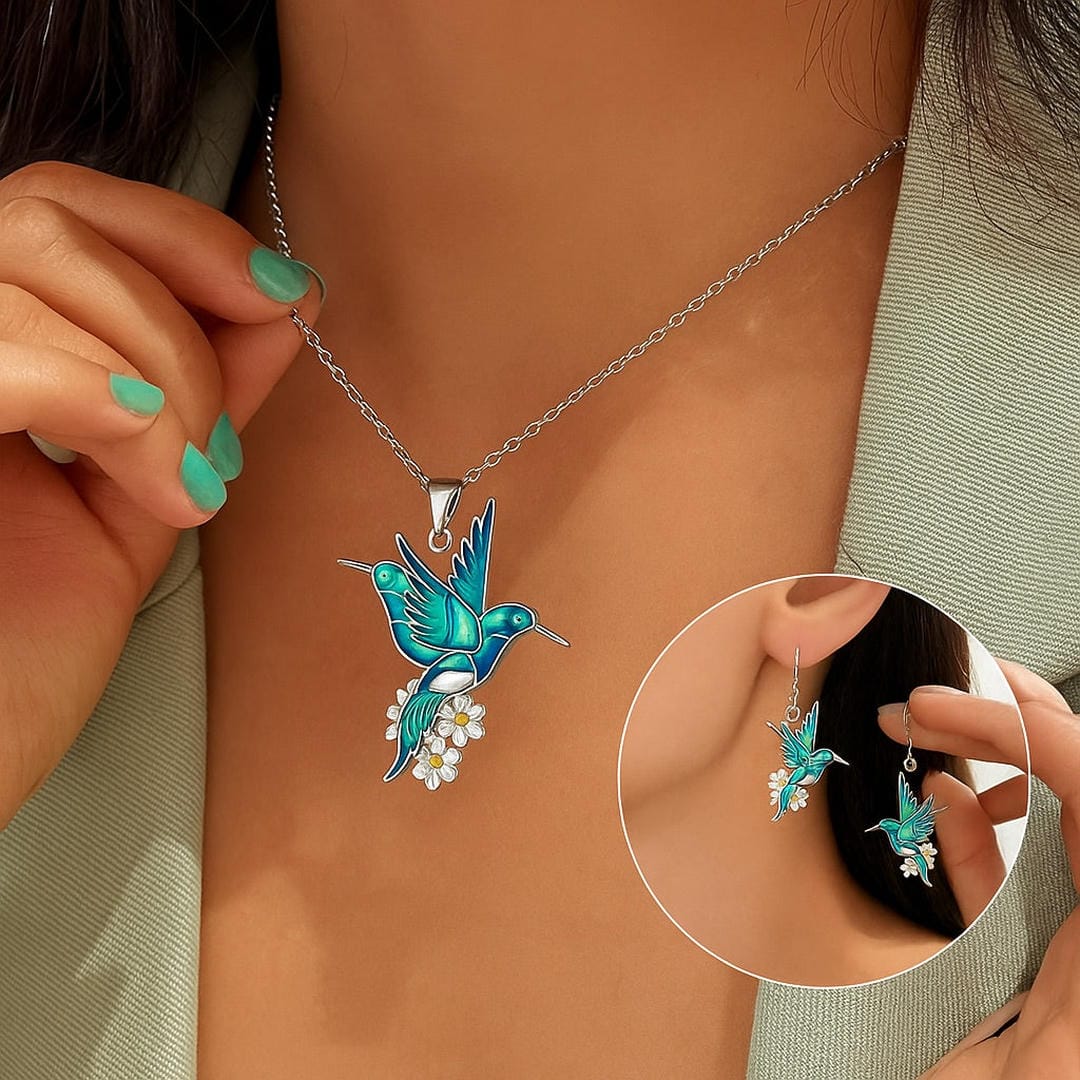 Collier Colibri Éblouissant avec Boucles d&