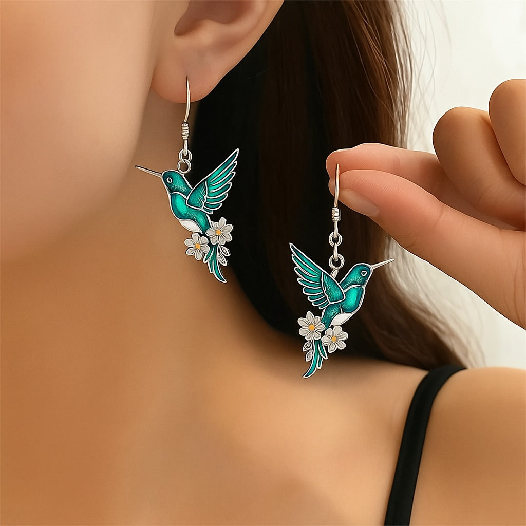 Collier Colibri Éblouissant avec Boucles d&