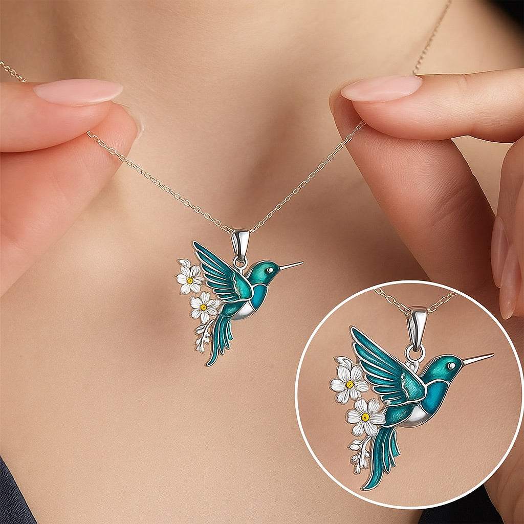 Collier Colibri Éblouissant avec Boucles d&
