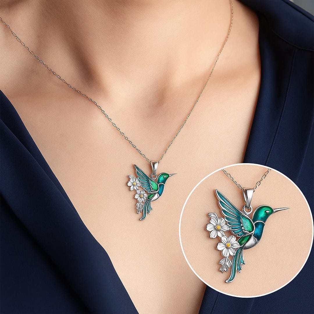 Collier Colibri Éblouissant avec Boucles d&