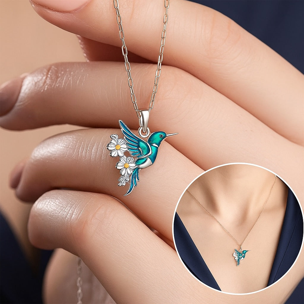 Collier Colibri Éblouissant avec Boucles d&