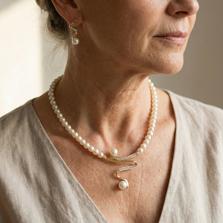 Collier en Perles Naturelles et Ensemble de Boucles d&