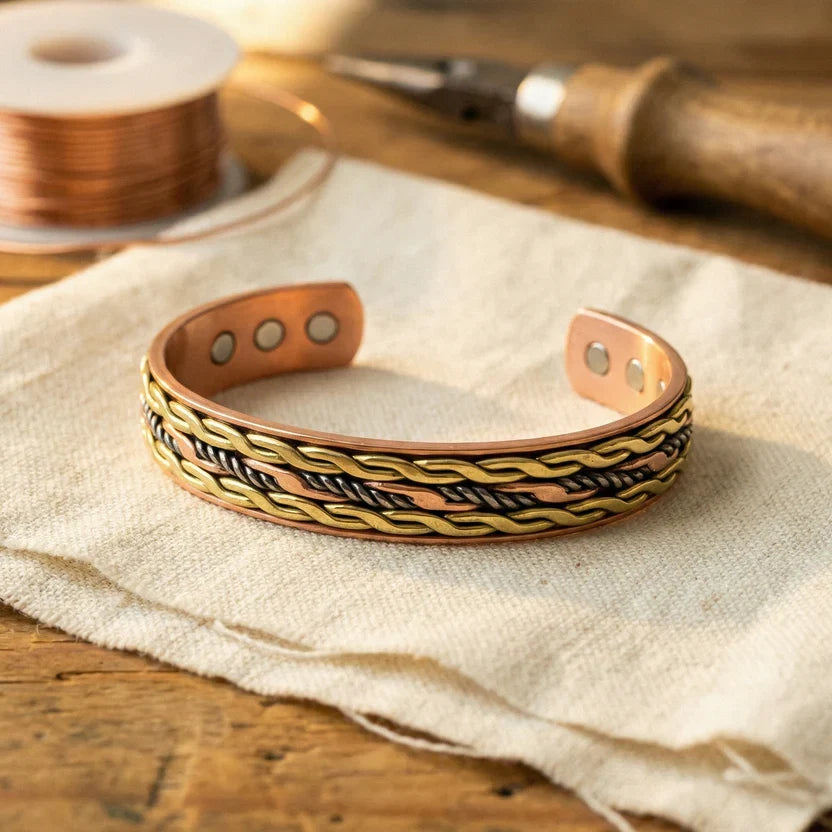 Bracelet infini en cuivre tissé