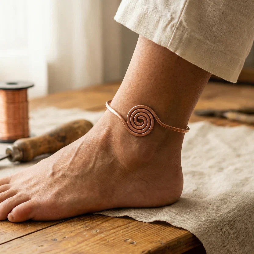Bracelet de cheville en cuivre Heritage en spirale