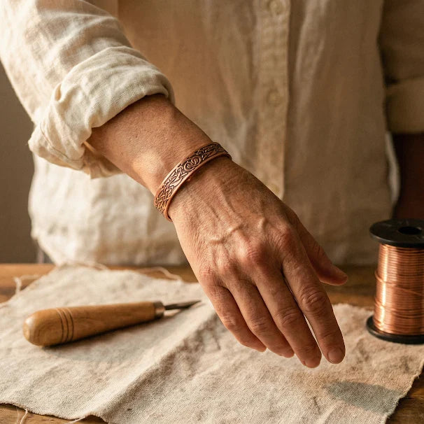 Bracelet en cuivre forêt mousse