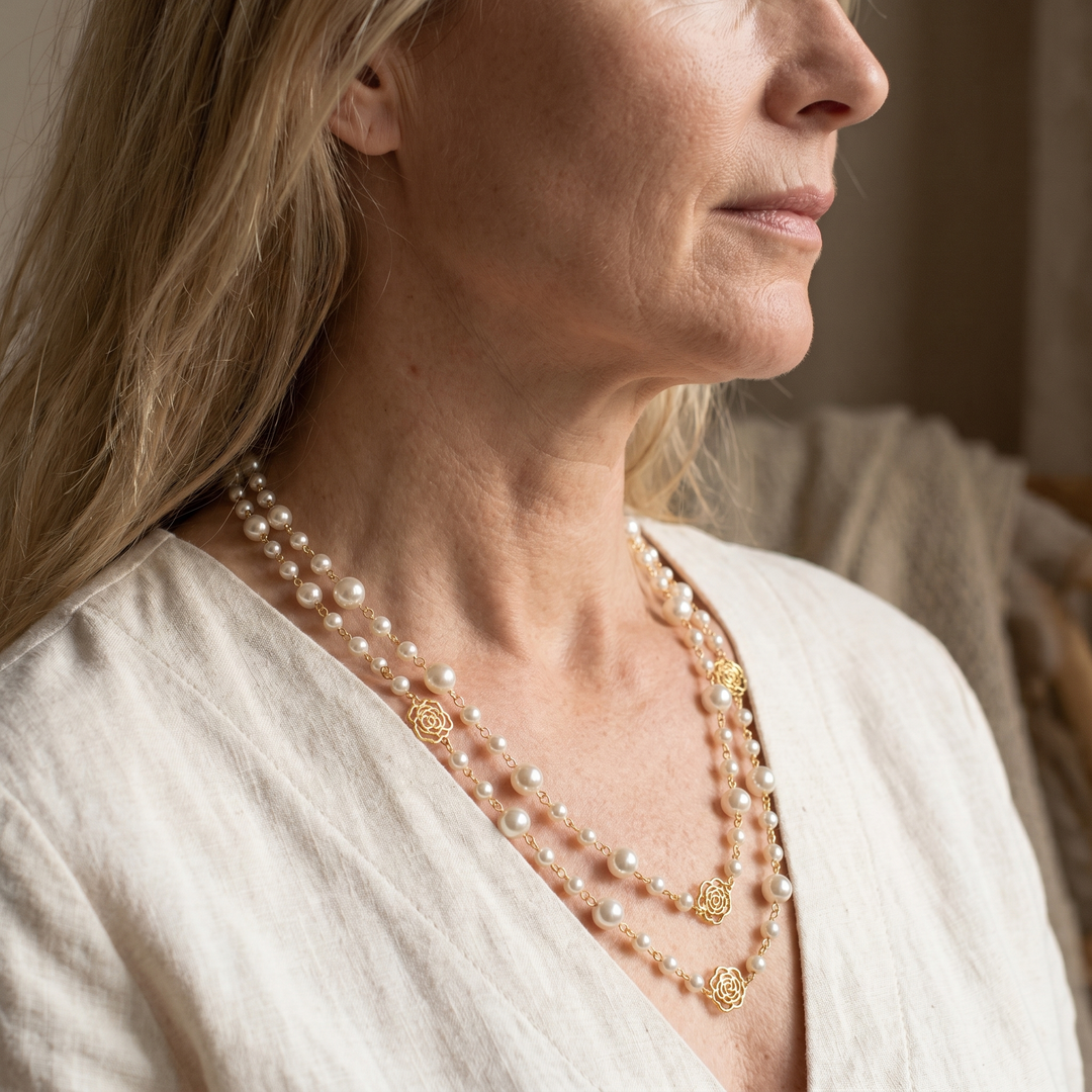 Collier Élégant en Perles Dorées