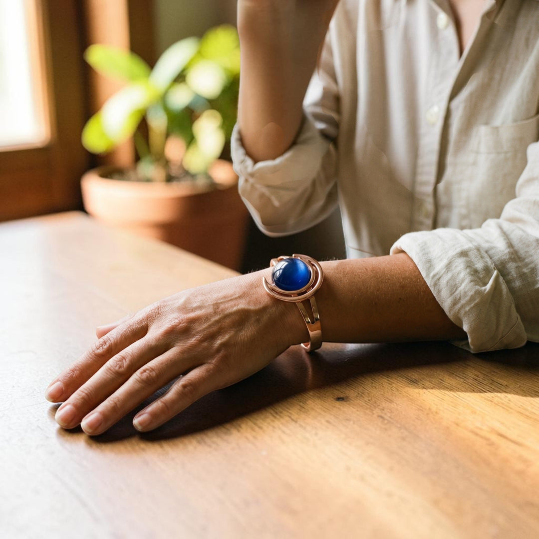 Bracelet bleu en cuivre d&