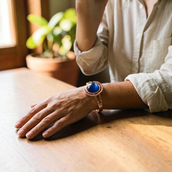 Bracelet bleu en cuivre d&