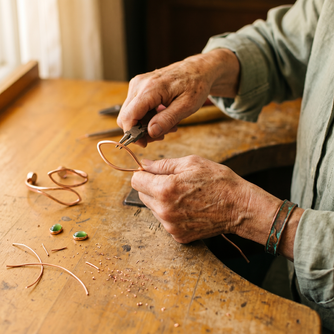 Bracelet en cuivre avec opale cuivrée