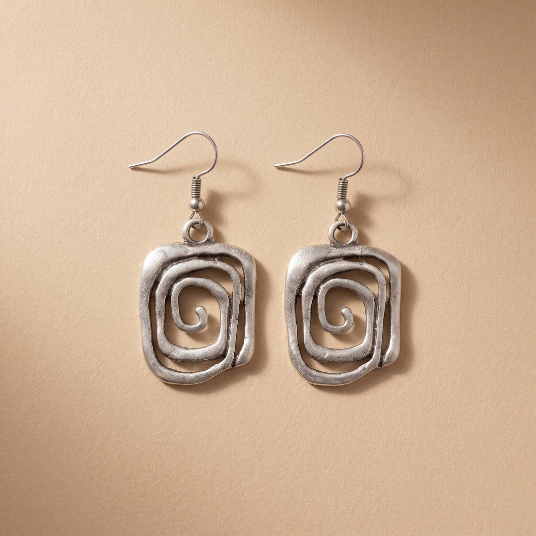 Vintage Spiral Silver Earrings