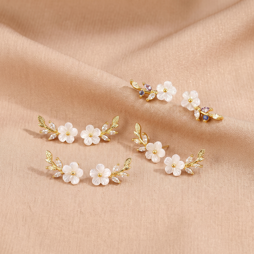 Crystal White Blossom Earrings