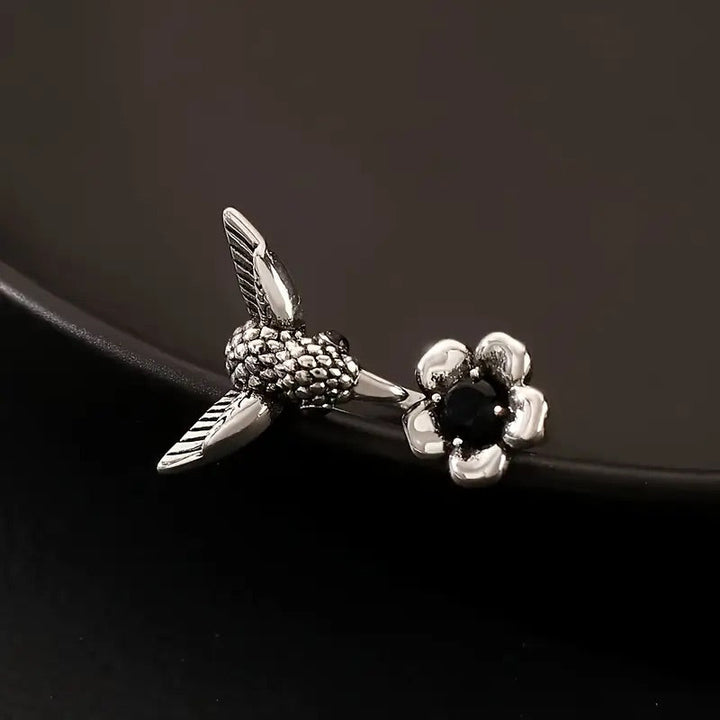 Bague Colibri et Fleur – Bague Ouvrante Ajustable pour Femmes
