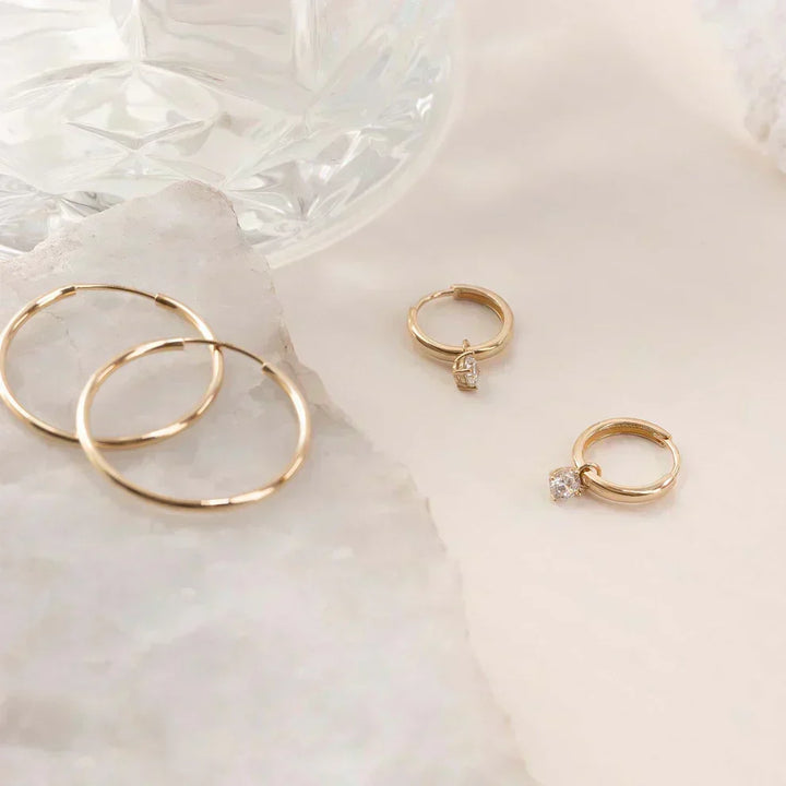 Celeste Gold Stone Hoop Earrings