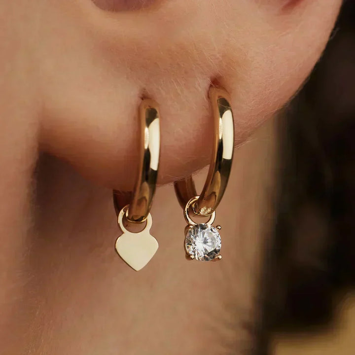 Celeste Gold Stone Hoop Earrings