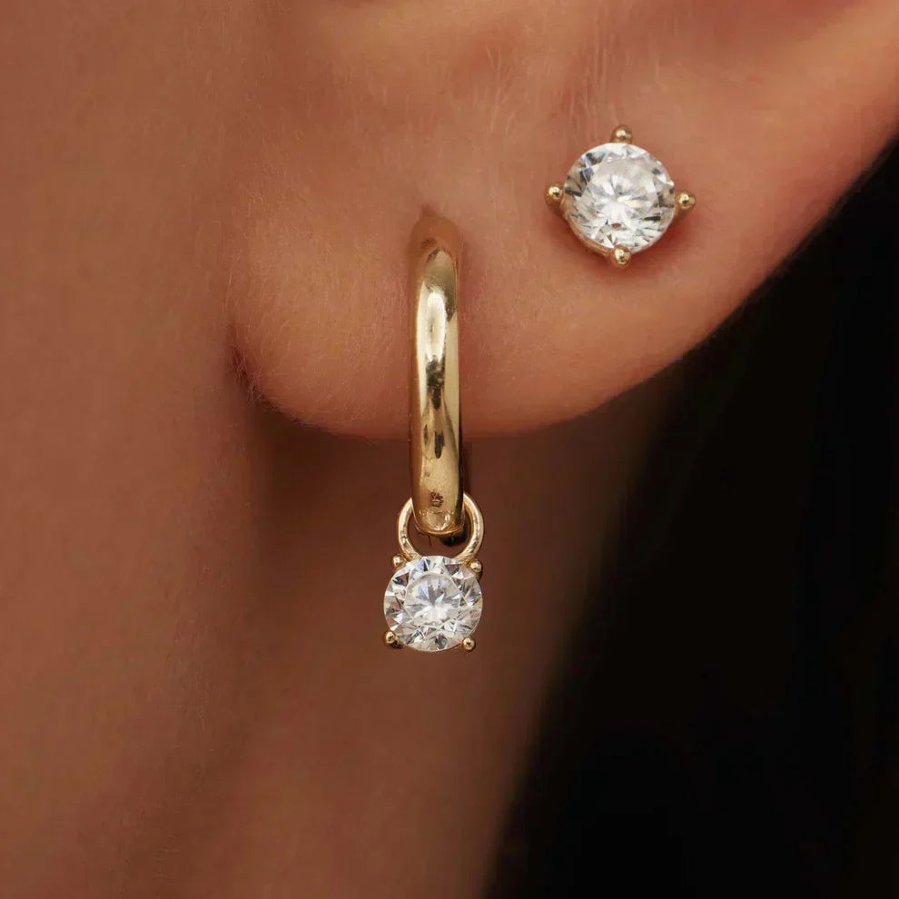 Celeste Gold Stone Hoop Earrings