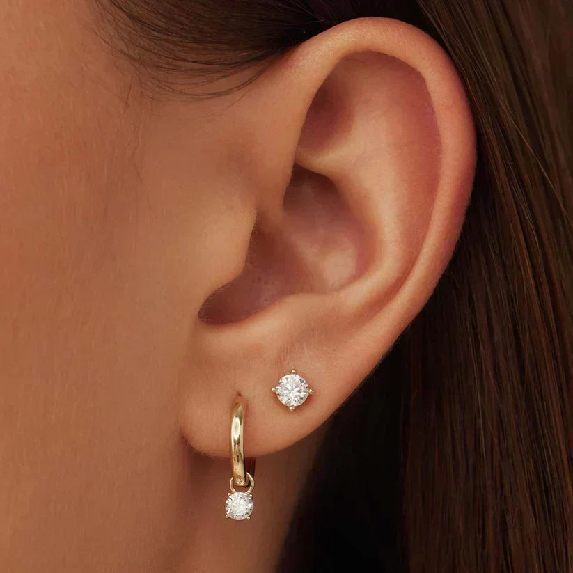 Larmes Gold Stone Stud Earrings