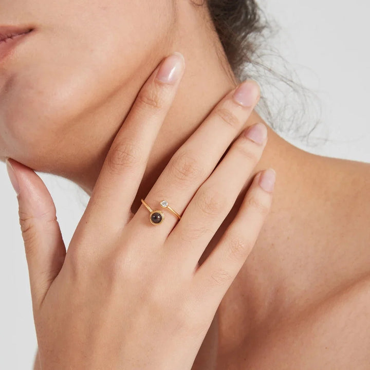 Bague Double en Labradorite et Pierre de Lune