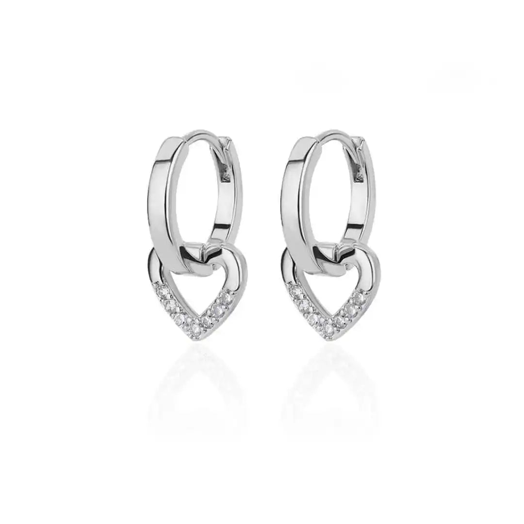 Hollow Heart Zirconium Earrings