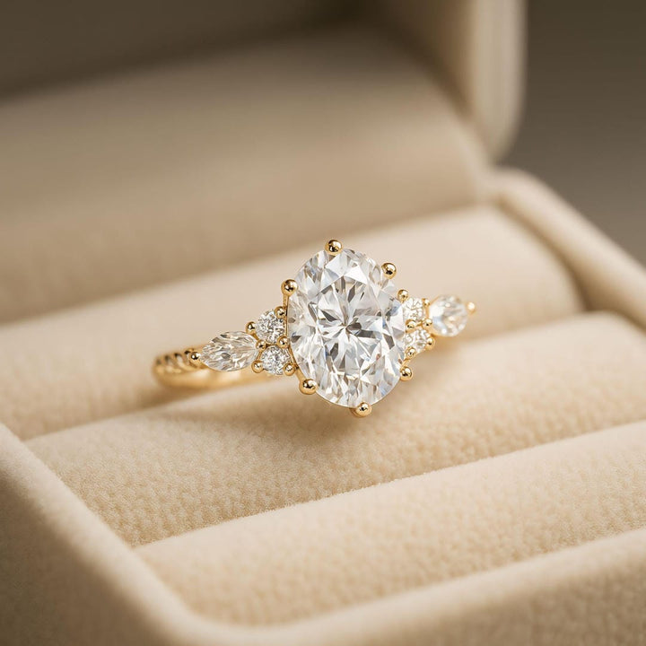 Bague Vintage en Pierre Ovale Blanche Accentuée