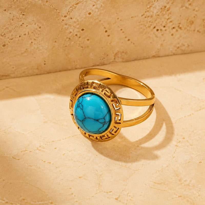Bagues Rétro Géométriques en Turquoise
