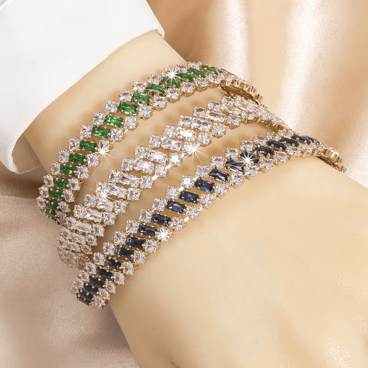 Bracelet de Tennis Couronne en Émeraude