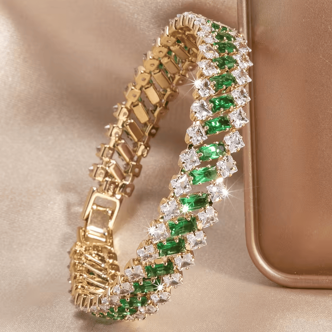 Bracelet de Tennis Couronne en Émeraude