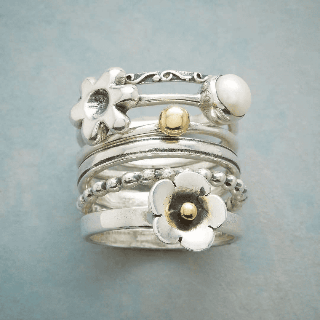 Bague Vintage en Argent avec Fleurs