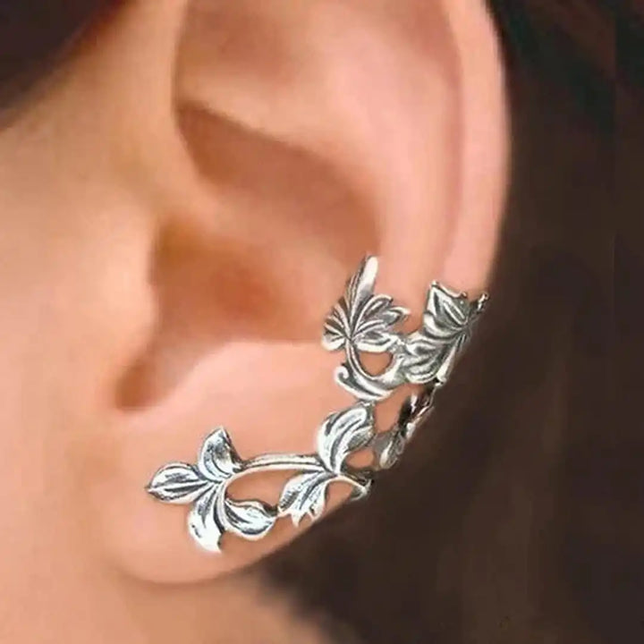 Vintage Silver Leaf-Shaped Earrings