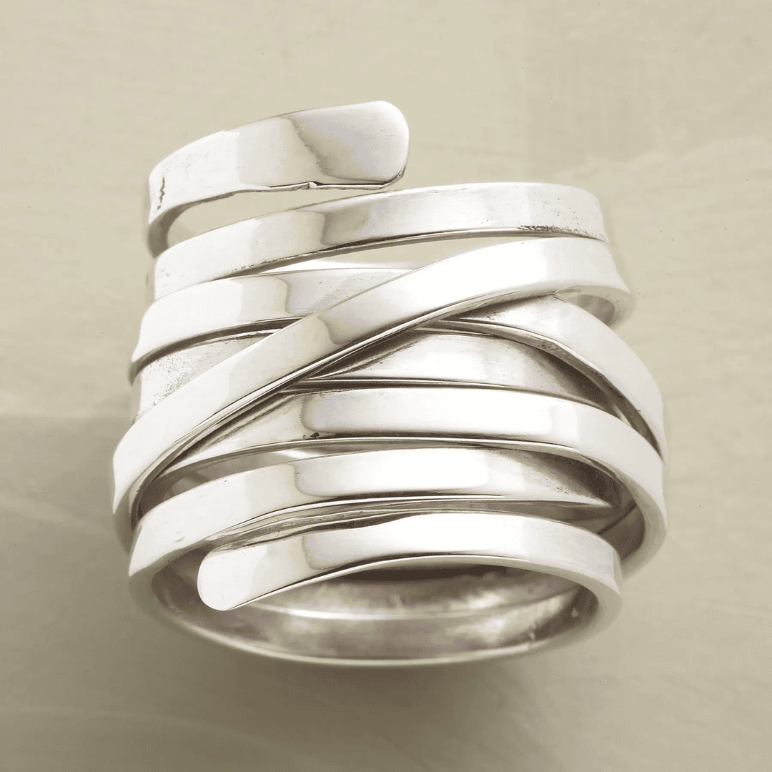 Bague Vintage Épaisse en Argent Sterling