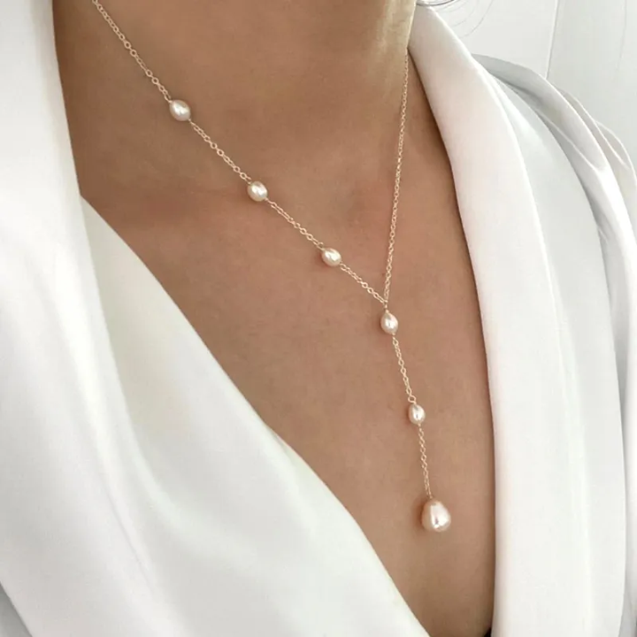 Collier Lariat en Perles Tombantes