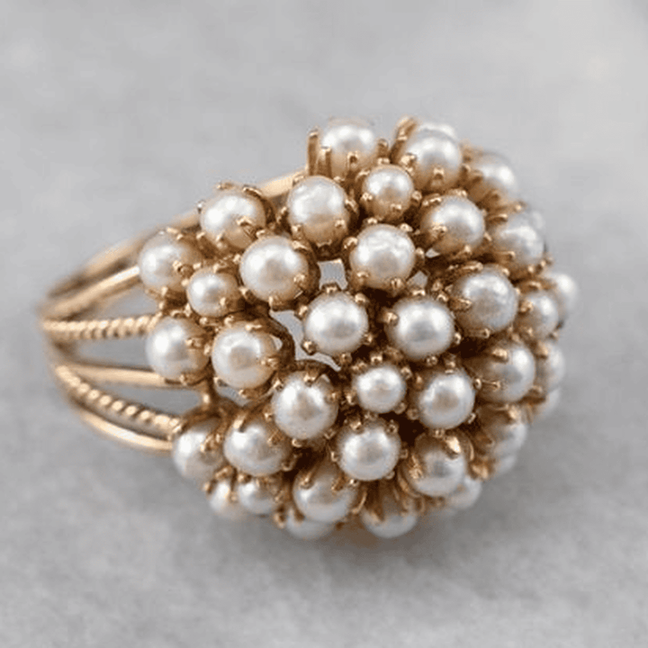 Bague en perles incrustées fait main