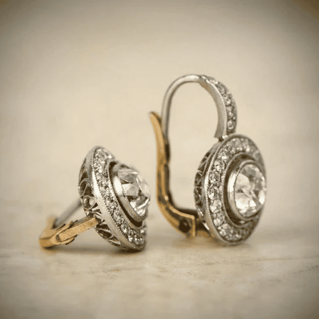 Vintage Gold and Silver Crystal Earrings