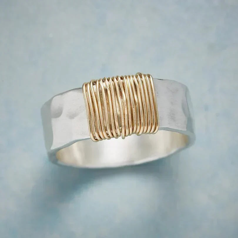 Silver and Gold Wire Ring