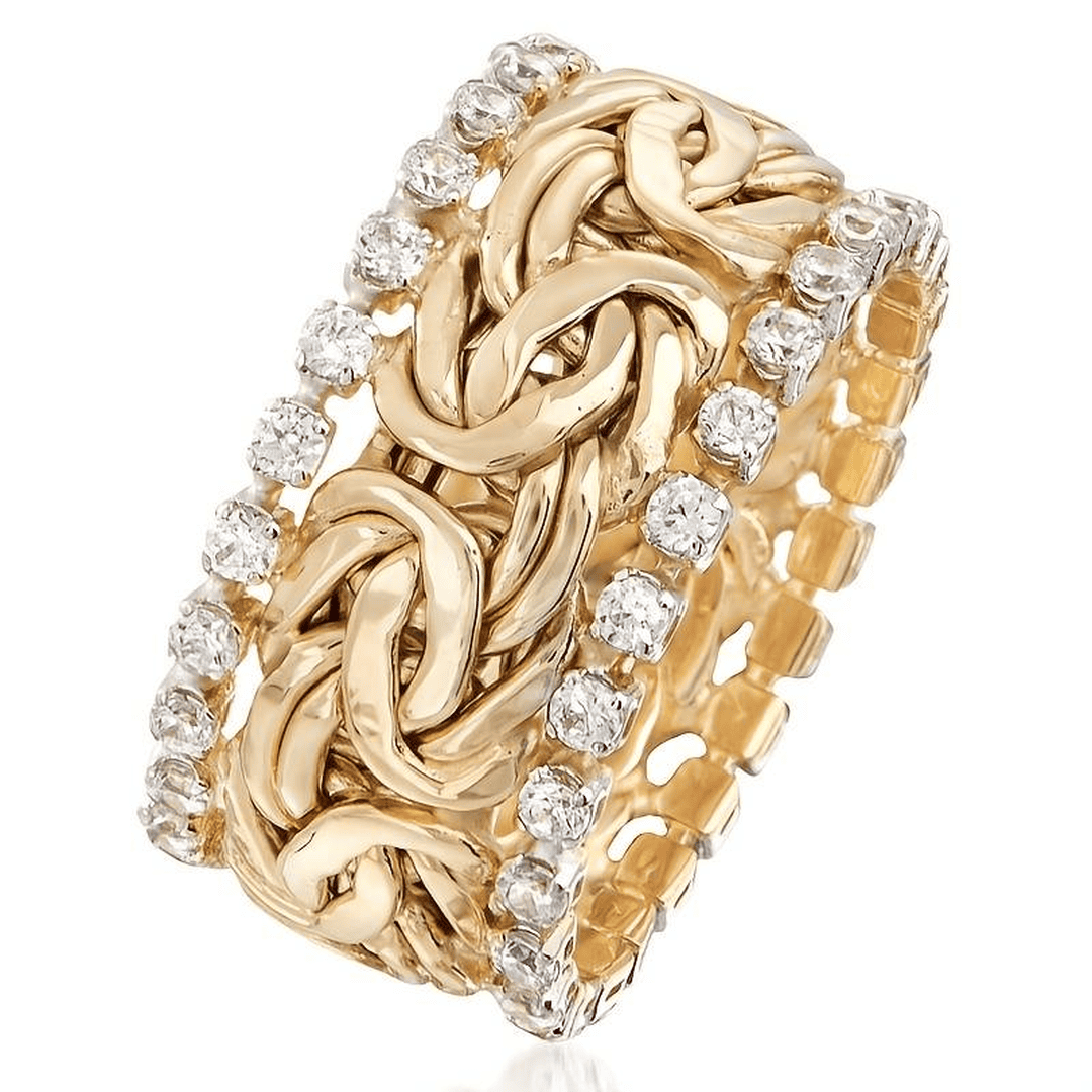 Bague Vintage en Or Tressé avec Zirconia